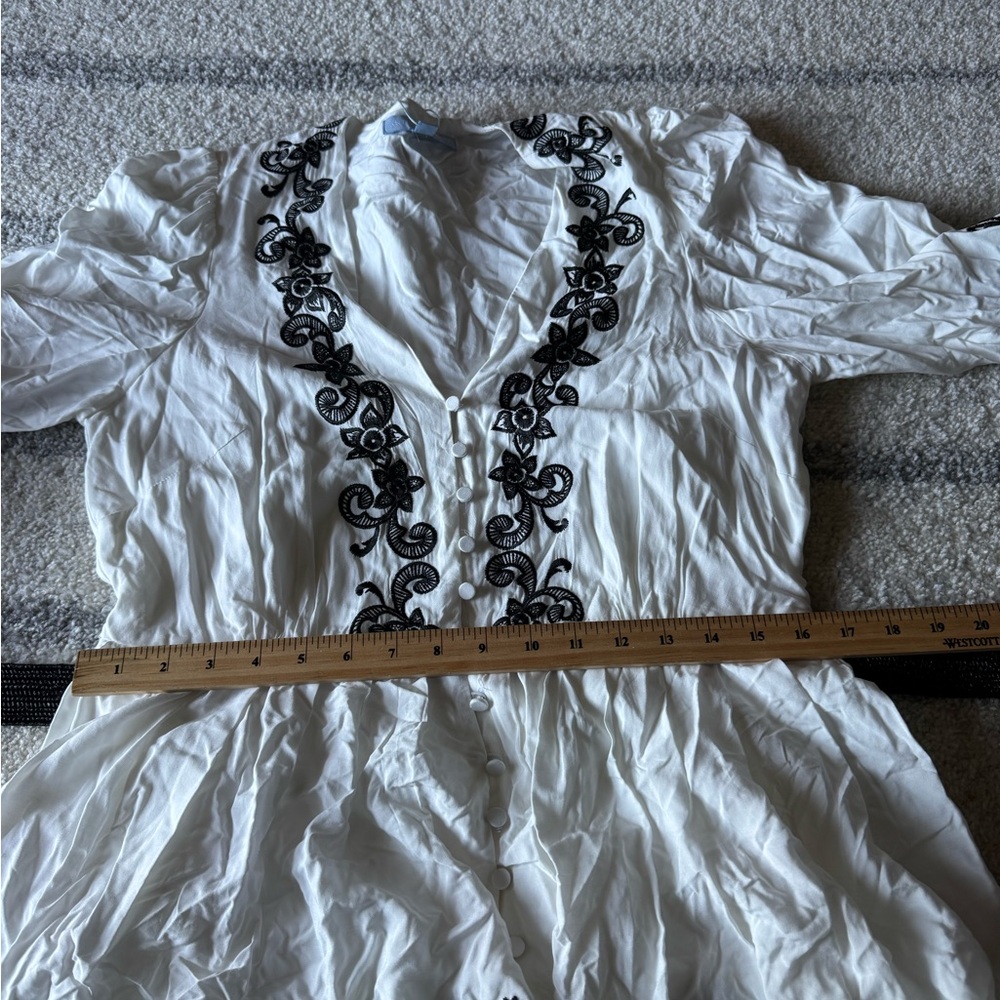 ANTONIO MELANI White Dress with Black Embroidery - Picture 13 of 14